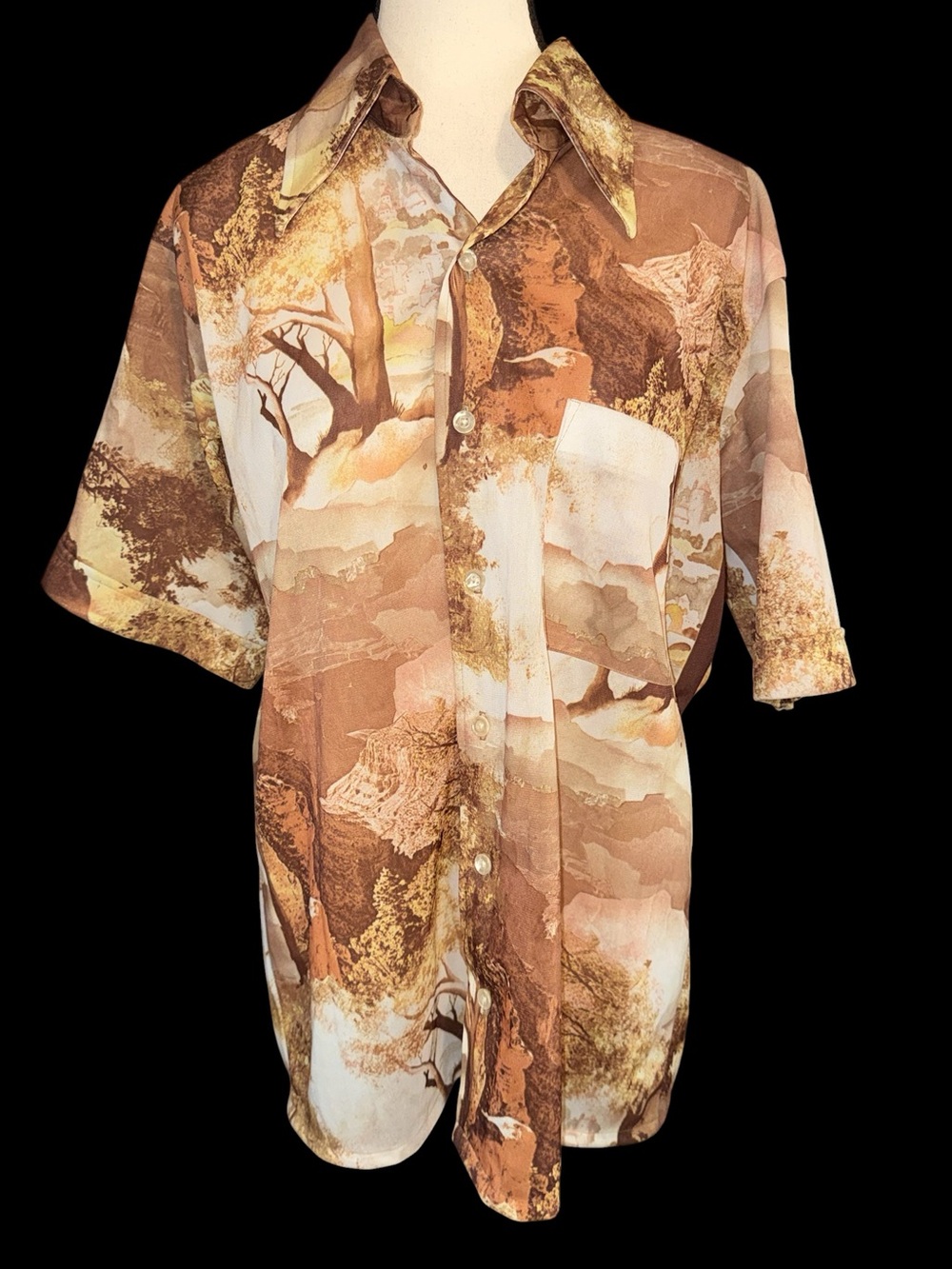 1970’s Pierre La Grande Donegal men’s club wear disco landscape design sheer